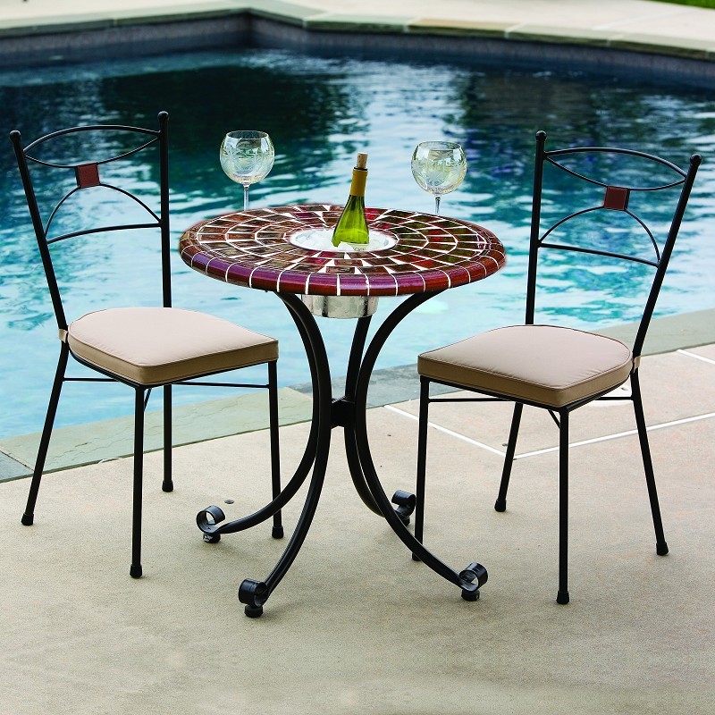 Wrought Iron Patio Furniture Sets on Wrought Iron Beverage Bistro Patio Set 3 Pcs   Cognac Is Currently Not